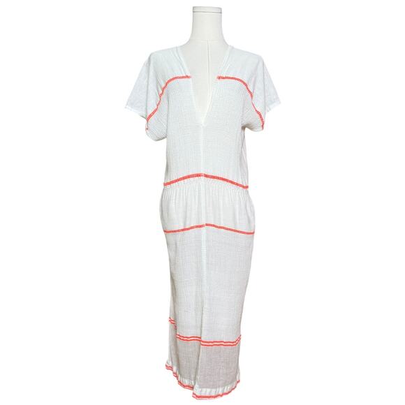 LEMLEM Gauze Cover Up Dress Size S Deep V Neckline Short Sleeves 100% Cotton - Picture 6 of 8